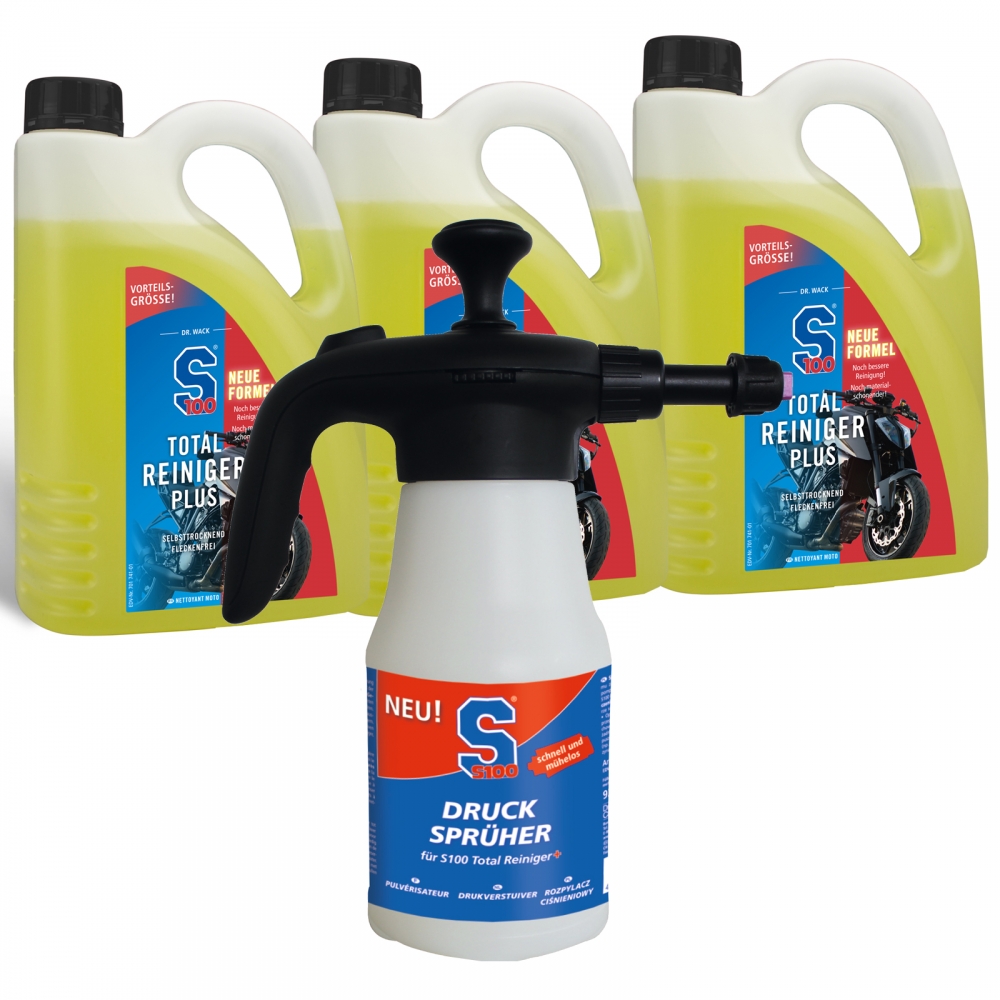 S100 Motorrad Total Reiniger 6 Liter SET   Druckpumpzerstäuber NEU leer ...